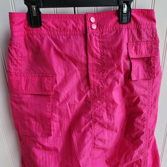 Rare NO COMMENT Women's Hot Pink SKIRT Rutched Sides Midi Skirt Sports Sz L - Picture 3 of 12